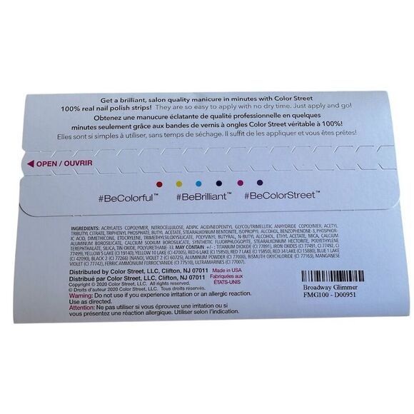 Color Street Broadway Glimmer Glitter Nail Polish Strips Multicolor 16ct - Picture 3 of 3
